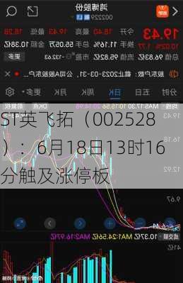 ST英飞拓（002528）：6月18日13时16分触及涨停板