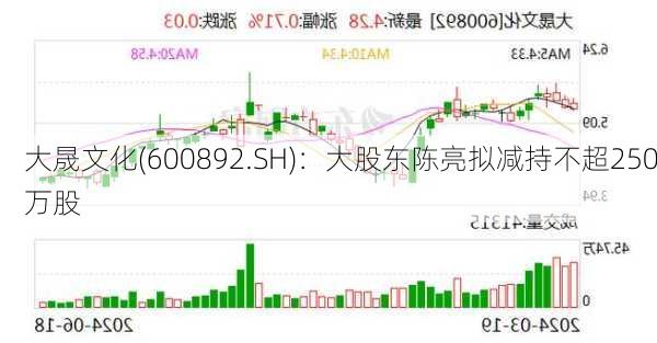 大晟文化(600892.SH)：大股东陈亮拟减持不超250万股