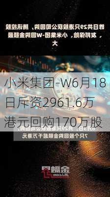 小米集团-W6月18日斥资2961.6万港元回购170万股