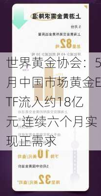 世界黄金协会：5月中国市场黄金ETF流入约18亿元 连续六个月实现正需求