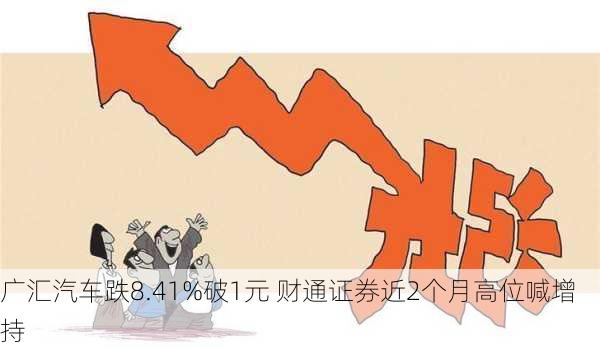 广汇汽车跌8.41%破1元 财通证券近2个月高位喊增持