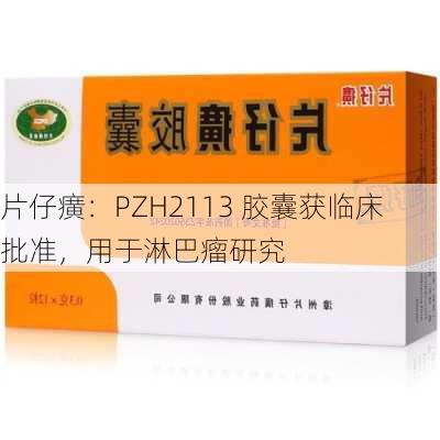 片仔癀：PZH2113 胶囊获临床批准，用于淋巴瘤研究