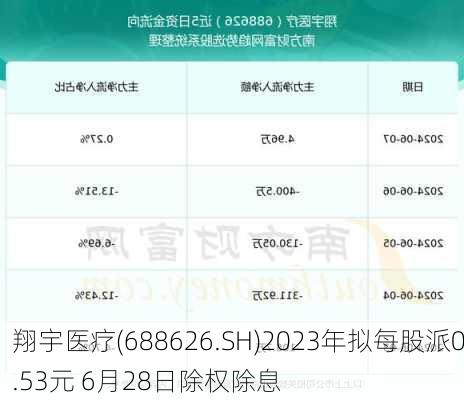 翔宇医疗(688626.SH)2023年拟每股派0.53元 6月28日除权除息