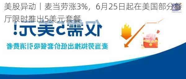 美股异动丨麦当劳涨3%，6月25日起在美国部分餐厅限时推出5美元套餐