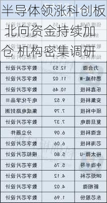 半导体领涨科创板 北向资金持续加仓 机构密集调研