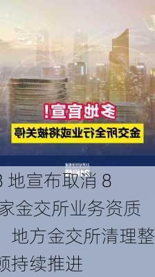 8 地宣布取消 8 家金交所业务资质：地方金交所清理整顿持续推进