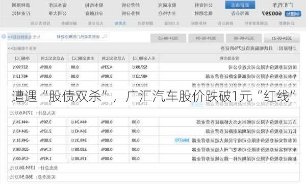 遭遇“股债双杀”，广汇汽车股价跌破1元“红线”