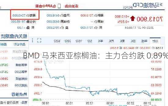 BMD 马来西亚棕榈油：主力合约跌 0.89%