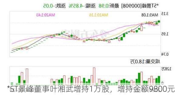 *ST景峰董事叶湘武增持1万股，增持金额9800元