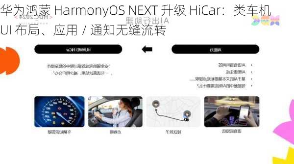 华为鸿蒙 HarmonyOS NEXT 升级 HiCar：类车机 UI 布局、应用 / 通知无缝流转