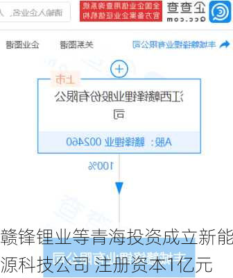 赣锋锂业等青海投资成立新能源科技公司 注册资本1亿元