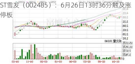 ST雪发（002485）：6月26日13时36分触及涨停板