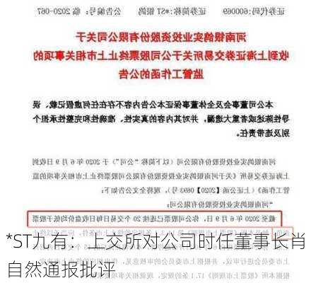 *ST九有：上交所对公司时任董事长肖自然通报批评