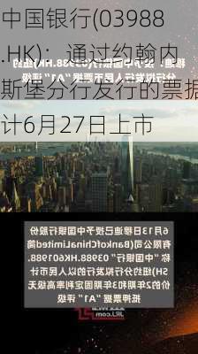 中国银行(03988.HK)：通过约翰内斯堡分行发行的票据预计6月27日上市