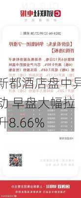 新都酒店盘中异动 早盘大幅拉升8.66%