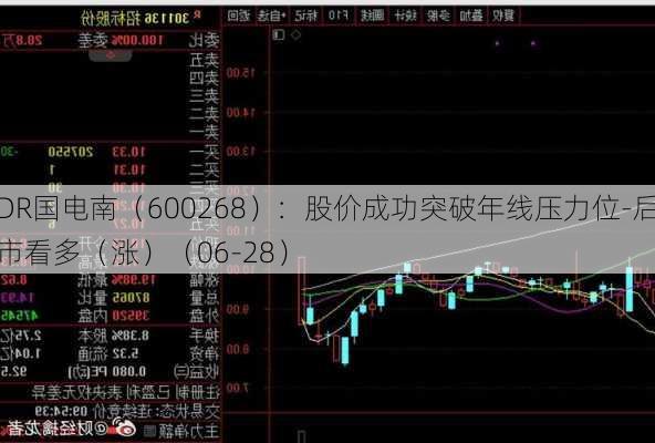 DR国电南（600268）：股价成功突破年线压力位-后市看多（涨）（06-28）