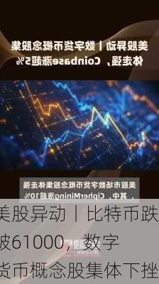 美股异动丨比特币跌破61000，数字货币概念股集体下挫