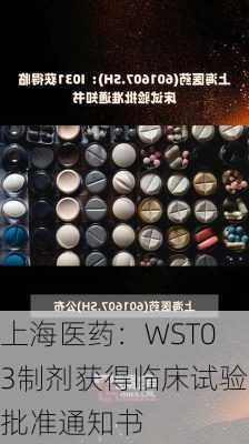 上海医药：WST03制剂获得临床试验批准通知书