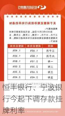 恒丰银行、宁波银行今起下调存款挂牌利率