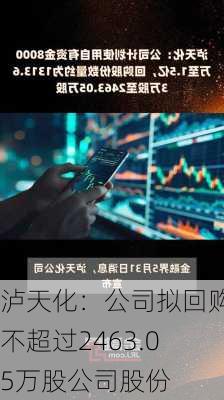 泸天化：公司拟回购不超过2463.05万股公司股份