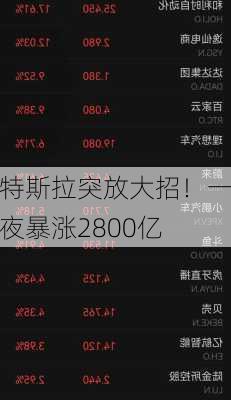 特斯拉突放大招！一夜暴涨2800亿