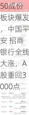 50成份板块爆发，中国平安 招商银行全线大涨，A股重回3000点