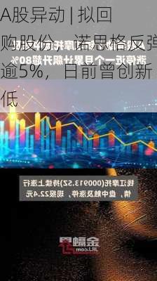 A股异动 | 拟回购股份，诺思格反弹逾5%，日前曾创新低