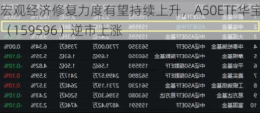 宏观经济修复力度有望持续上升，A50ETF华宝（159596）逆市上涨