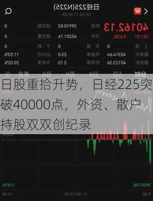 日股重拾升势，日经225突破40000点，外资、散户持股双双创纪录