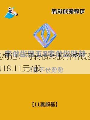 爱柯迪：可转债转股价格调整为18.11元/股