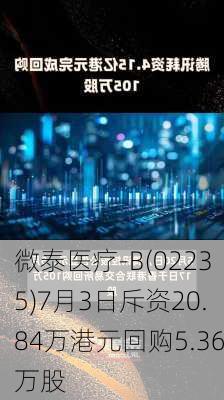 微泰医疗-B(02235)7月3日斥资20.84万港元回购5.36万股