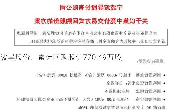 波导股份：累计回购股份770.49万股