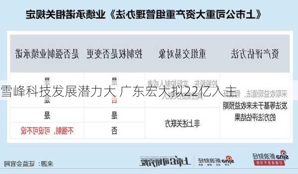 雪峰科技发展潜力大 广东宏大拟22亿入主