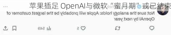 苹果插足 OpenAI与微软“蜜月期”或已结束