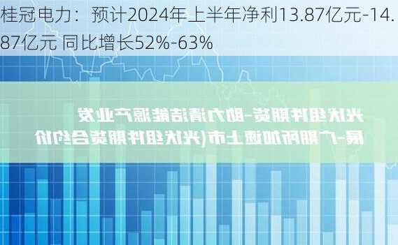 桂冠电力：预计2024年上半年净利13.87亿元-14.87亿元 同比增长52%-63%