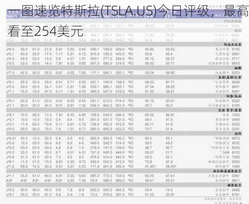 一图速览特斯拉(TSLA.US)今日评级，最高看至254美元