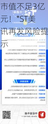 市值不足3亿元！*ST美讯再发风险提示