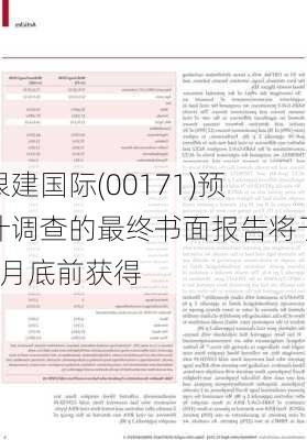 银建国际(00171)预计调查的最终书面报告将于8月底前获得