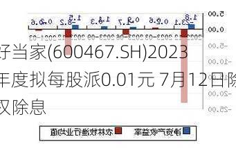 好当家(600467.SH)2023年度拟每股派0.01元 7月12日除权除息