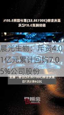 晨光生物：斥资4.01亿元累计回购7.05%公司股份