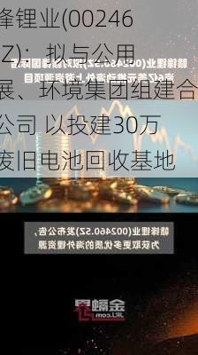 赣锋锂业(002460.SZ)：拟与公用发展、环境集团组建合资公司 以投建30万吨废旧电池回收基地