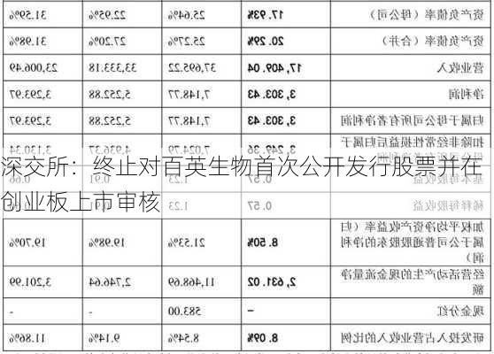 深交所：终止对百英生物首次公开发行股票并在创业板上市审核