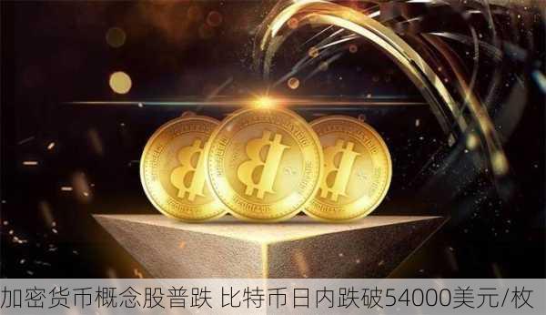 加密货币概念股普跌 比特币日内跌破54000美元/枚