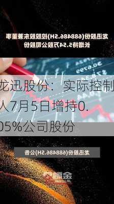 龙迅股份：实际控制人7月5日增持0.05%公司股份