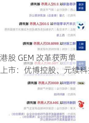 港股 GEM 改革获两单上市：优博控股、元续科技