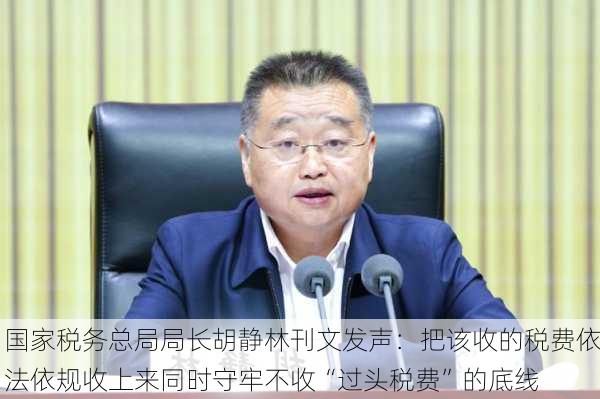 国家税务总局局长胡静林刊文发声：把该收的税费依法依规收上来同时守牢不收“过头税费”的底线