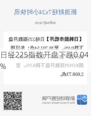 日经225指数开盘下跌0.04%