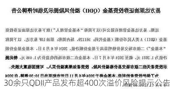 30余只QDII产品发布超400次溢价风险提示公告