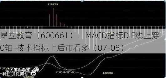 昂立教育（600661）：MACD指标DIF线上穿0轴-技术指标上后市看多（07-08）