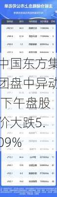 中国东方集团盘中异动 下午盘股价大跌5.09%